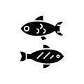 Fish - small icon, vector illustration, black sign on isolated background