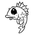 Fish smile big eyes cartoon illustration coloring page Royalty Free Stock Photo