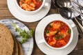 Fish soup in a bowl with home baked bread Royalty Free Stock Photo