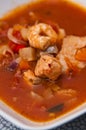 Fish soup with cod and prawns Royalty Free Stock Photo