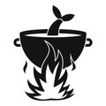 Fish soup on a fire icon, simple style Royalty Free Stock Photo