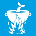 Fish soup on a fire icon white