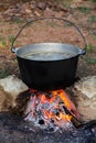 Fish soup prepared over an open fire. Royalty Free Stock Photo