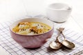 Fish soup with smoked haddock, potato and crushed peppercorn Royalty Free Stock Photo