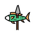 fish on spear color icon vector illustration Royalty Free Stock Photo