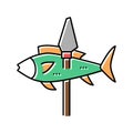 fish on spear color icon vector illustration Royalty Free Stock Photo