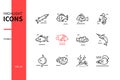 Fish species - modern line design style icons set Royalty Free Stock Photo