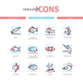 Fish species - modern line design style icons set