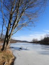 Dryden Lake in Tompkins County winter ice covered lake Royalty Free Stock Photo