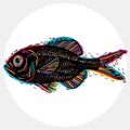Fish species, vector marine fauna symbol. Hand drawn silhouette Royalty Free Stock Photo
