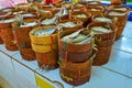 The fish stall with mackerel in baskets, Tanin Market, Chiang Mai, Thailand