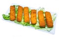 Fish sticks on tray seen from above Royalty Free Stock Photo
