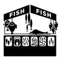 Fish street kiosk icon, simple style