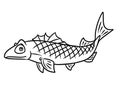 Fish sturgeon sea animal character cartoon coloring page Royalty Free Stock Photo