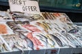 Fish on display in street market