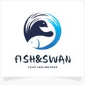 Fish and Swan Logo Design Template Inspiration Royalty Free Stock Photo