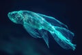 A Fish Swimming in Clear Blue Water With Sunlight Reflections, A luminous deep-sea fish emitting a mysterious glow in the dark Royalty Free Stock Photo