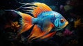 a fish that is swimming in some water near some plants. generative ai