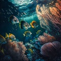 fish swimming underwater Beautiful underwater, generative AI Royalty Free Stock Photo