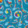 Fish swirl colorful seamless pattern