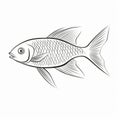 Fish Symbol Line Drawing: Heavy Shading, Silver, Precisionist Art