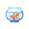 Fish tank flat icon. Round aquarium with goldfish flat illustration. Royalty Free Stock Photo