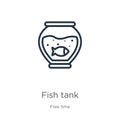 Fish tank icon. Thin linear fish tank outline icon isolated on white background from free time collection. Line vector fish tank Royalty Free Stock Photo