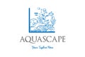 Fish Tank with Rock Coral Wood and Algae for Aquarium Aquascape Logo Design
