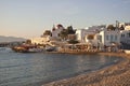 Fish taverna on the sea shore of the bay Mykonos Royalty Free Stock Photo