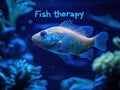 Fish therapy text written on a blackboard. Royalty Free Stock Photo