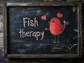 Fish therapy text written on a blackboard. Royalty Free Stock Photo