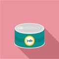 Fish tin can icon, flat style