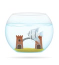 Fish in a transparent aquarium vector illustration Royalty Free Stock Photo
