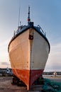 Fish trawler on land