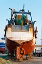 Fish trawler on land