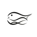 Fish, trout and waves, fish and fishing logo Royalty Free Stock Photo