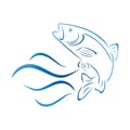 Fish, trout and waves, fish and fishing logo Royalty Free Stock Photo