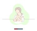 Continuous line drawing of mother and child. Abstract mom and baby silhouette. Vector illustration.