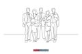 Continuous line drawing of business people group. Vector illustration. Royalty Free Stock Photo
