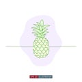 Continuous line drawing of pineapple. Vector illustration.