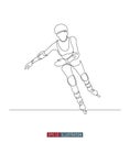 Continuous line drawing of rollerblading girl. Vector illustration. Royalty Free Stock Photo