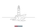 Continuous line drawing of lighthouse. Vector illustration.