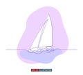 Continuous line drawing of yacht. Abstract sailing vessel silhouette. Vector illustration. Royalty Free Stock Photo