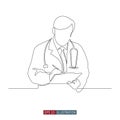 Continuous line drawing of doctors silhouette. Hospital scene. Vector illustration.