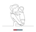 Continuous line drawing of mother and child. Abstract mom and baby silhouette. Vector illustration.