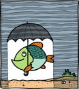 Fish with the umbrella