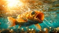 A fish underwater surrounded by bubbles in a toxic environment Royalty Free Stock Photo