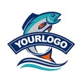 Fish vector design logo template. Seafood restaurant idea.