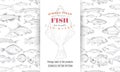 Fish label with seamless pattern Royalty Free Stock Photo