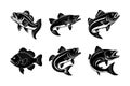 Fish vector silhouette icon bundle Royalty Free Stock Photo